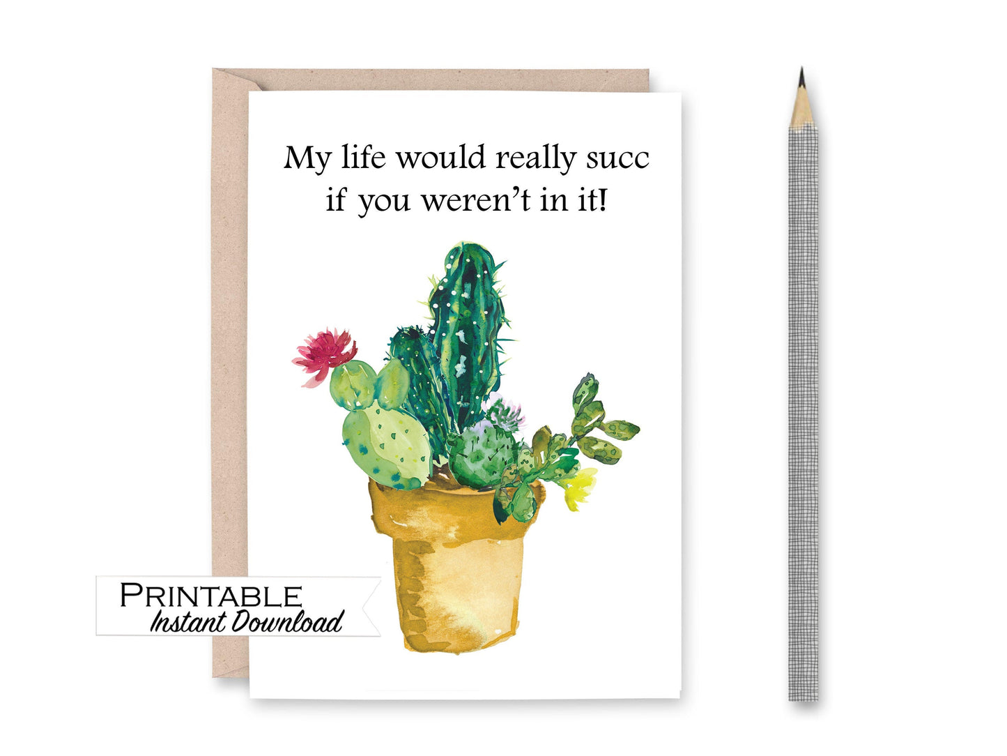 Succulents Anniversary Card Printable - Digital Download