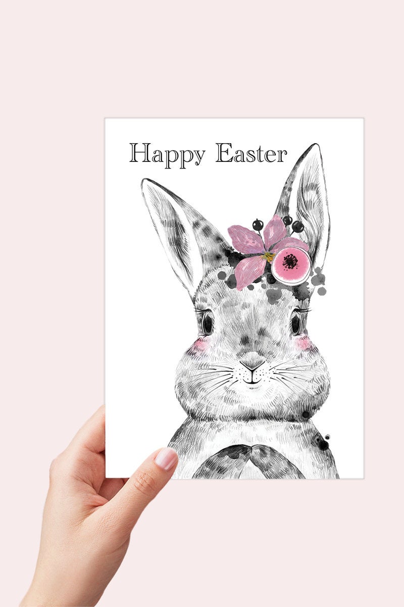 Happy Easter Bunny Card Printable - Digital Download