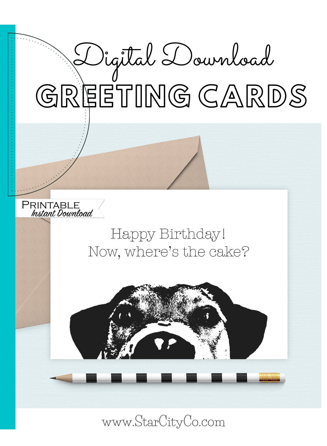 Ice Cream Watercolor Happy Birthday Printable Card