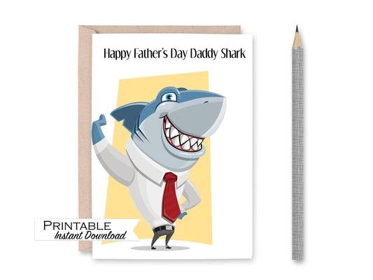 Daddy Shark Fathers Day Card Printable - Digital Download