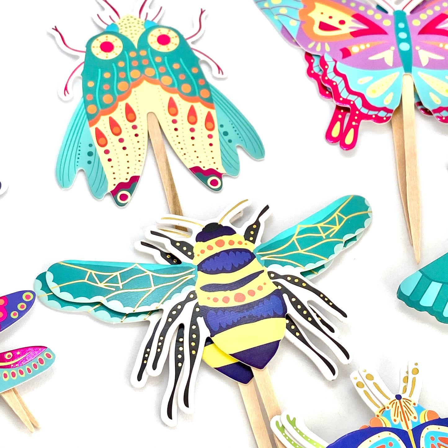 Bug, Bee + Butterfly Cupcake Toppers