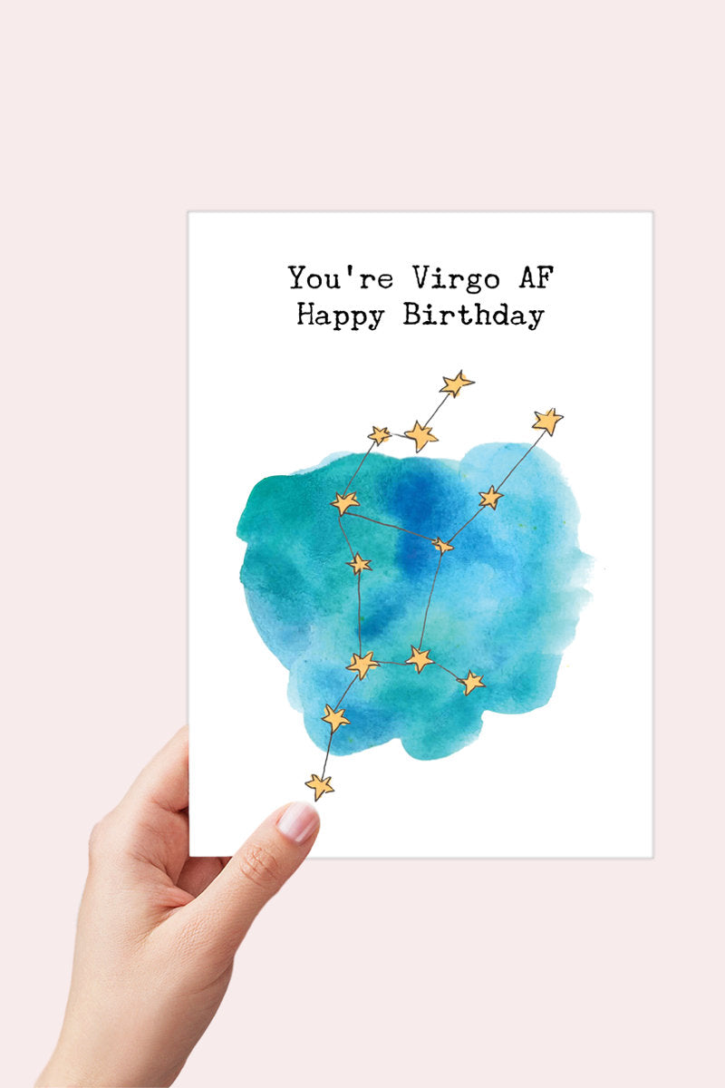 Virgo AF Constellation Funny Birthday Card Printable - Digital Download