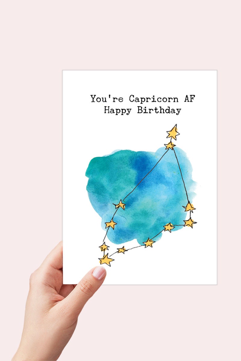 Capricorn AF Constellation Birthday Card Printable - Digital Download