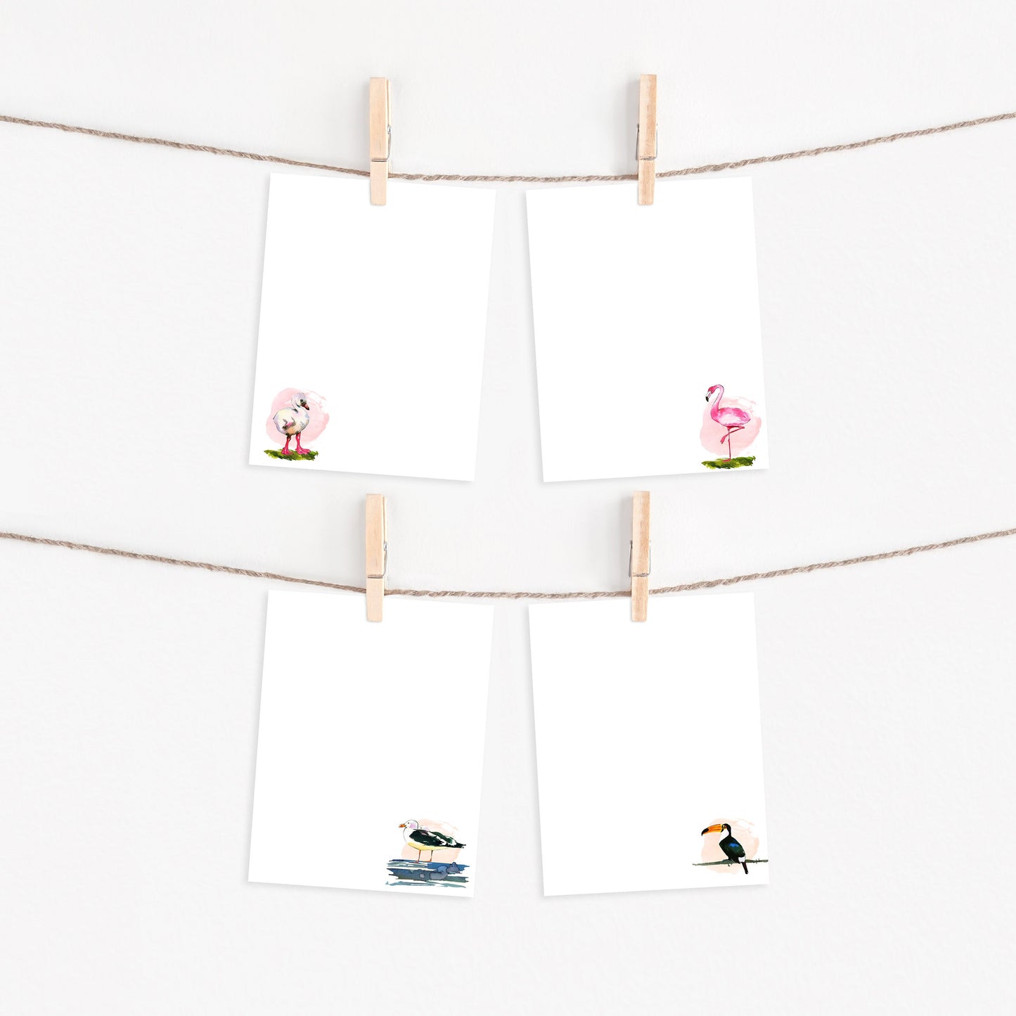 Watercolor Baby Flamingo Stationery Set Printable - Digital Download