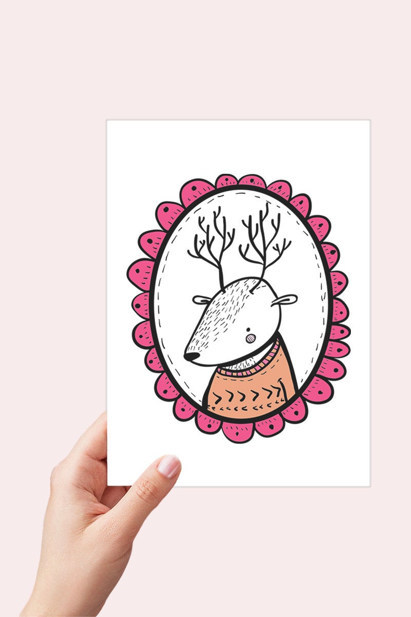 Funny Hipster Animal Printable Cards - Set of 6 - Digital Download