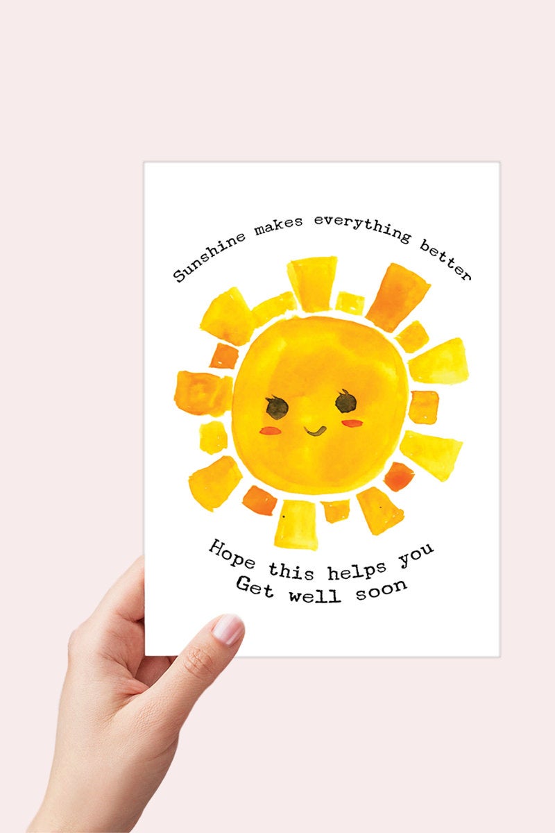 Sunshine Get Well Soon Card Printable - Digital Download