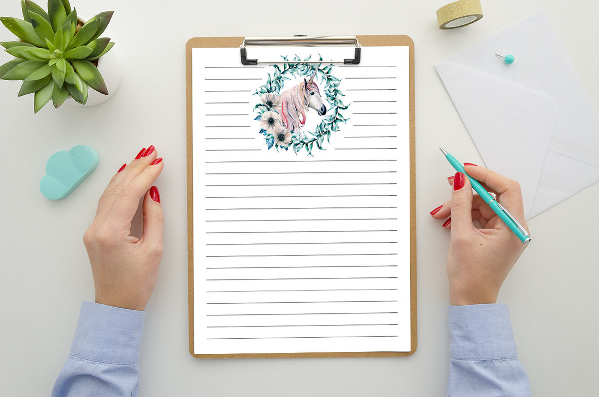 Botanical Unicorn Stationery Set Printable - Digital Download