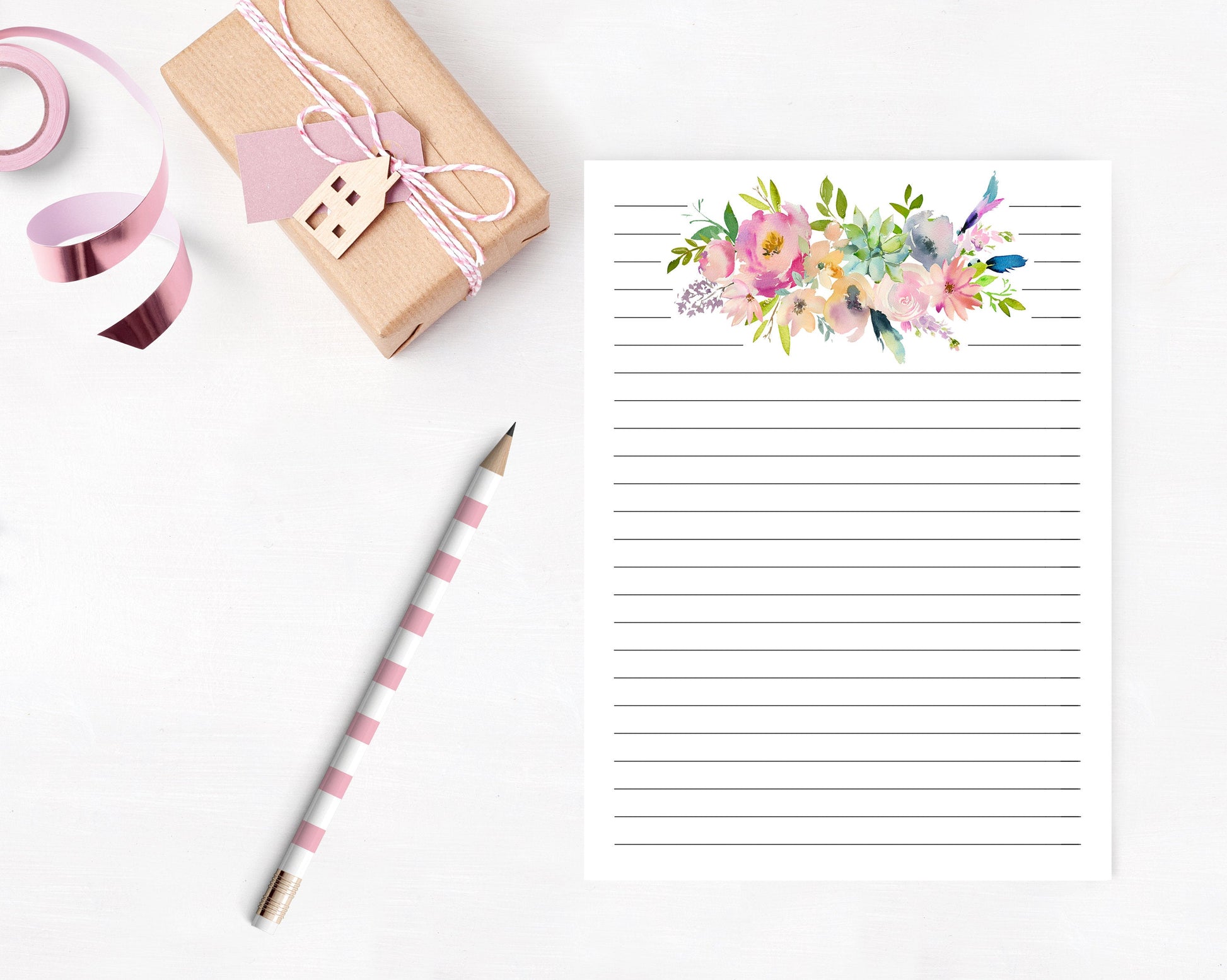 Printable Floral Letter Paper, Letter Writing Paper, Letter