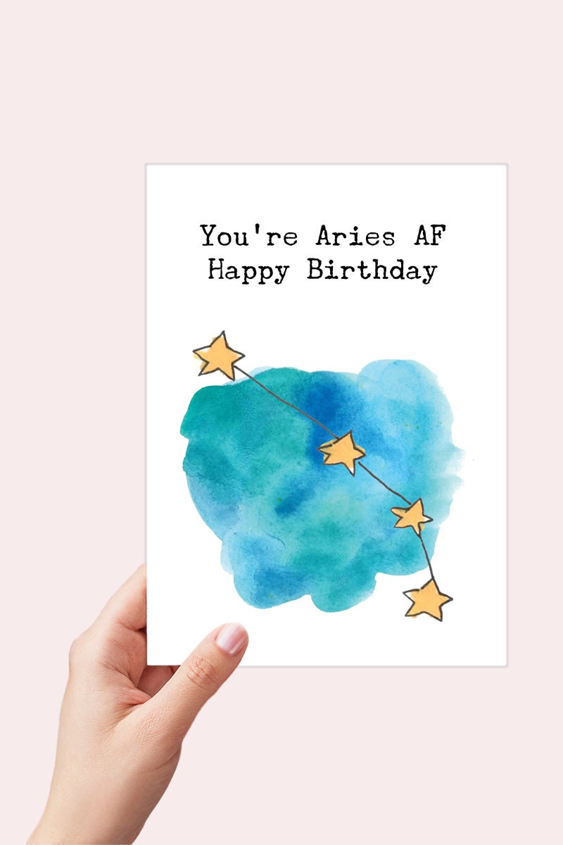 Aries AF Constellation Birthday Card Printable