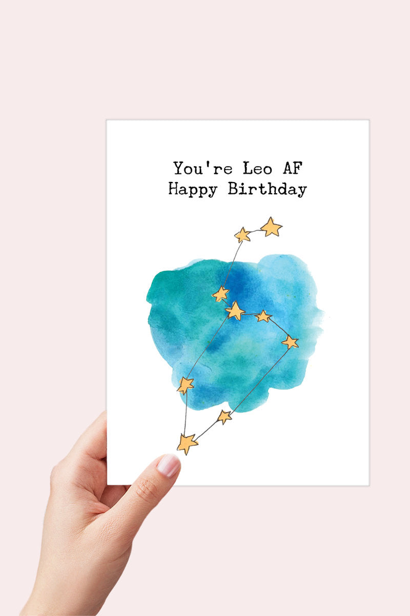 Leo AF Constellation Funny Birthday Card Printable - Digital Download