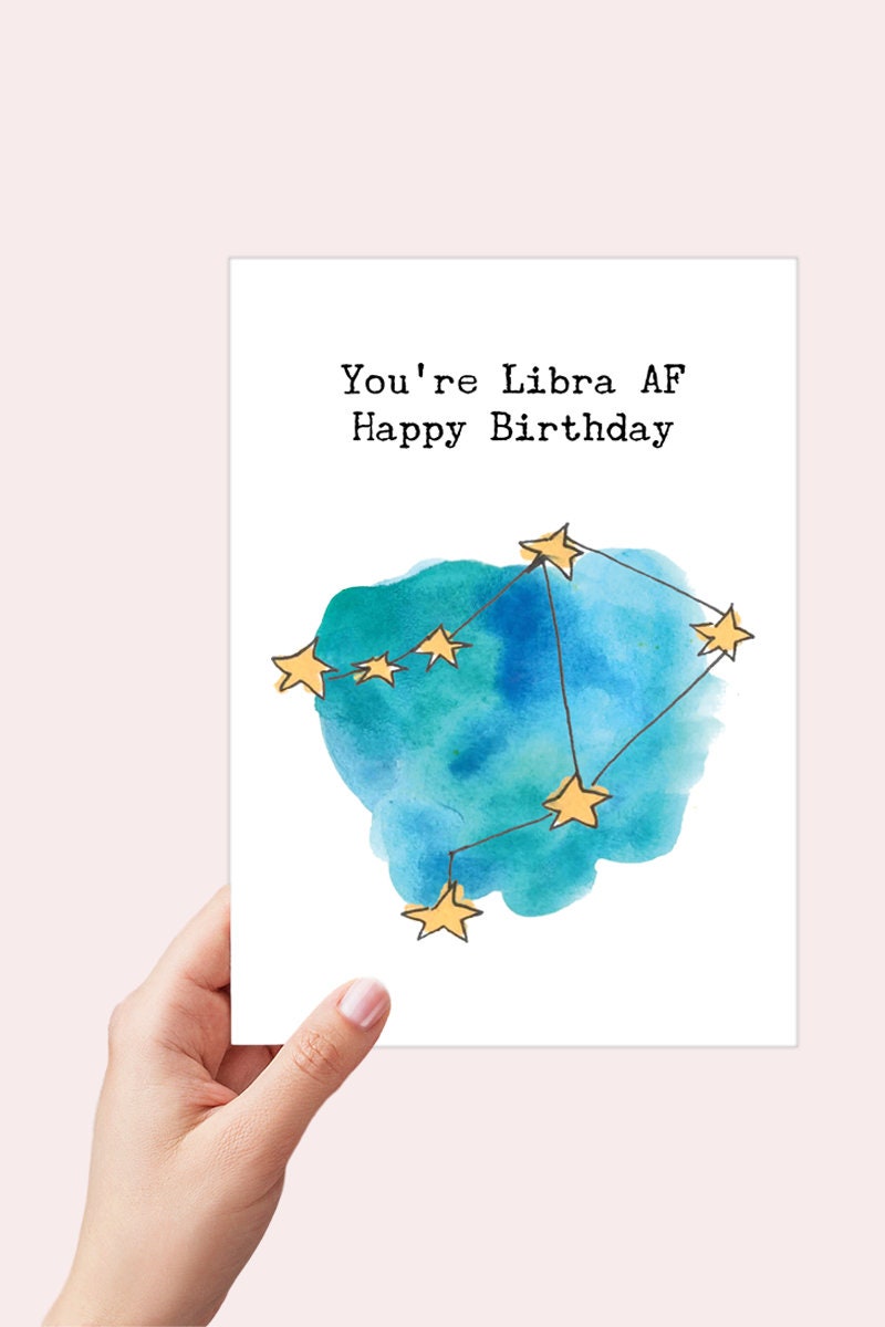 Libra AF Constellation Funny Birthday Card Printable - Digital Download
