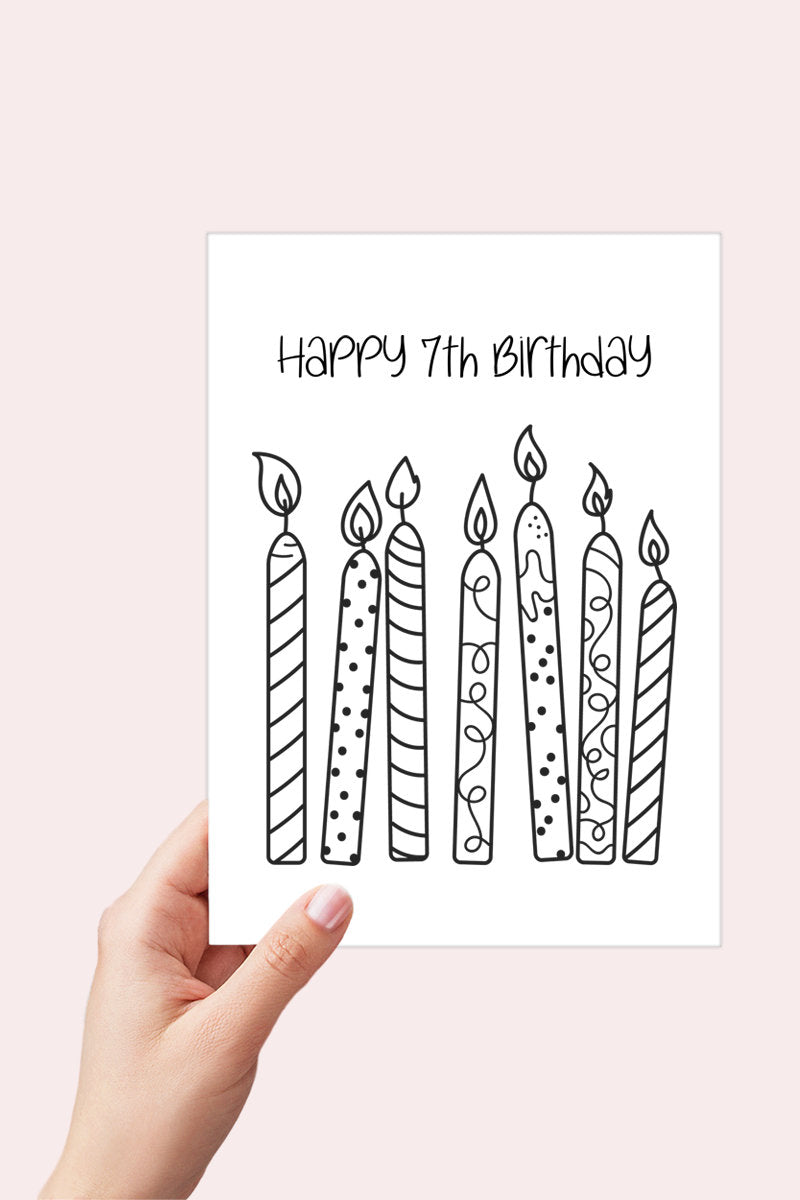Happy 7th Birthday Candle Card