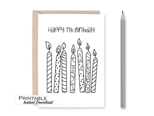 Happy 7th Birthday Candle Card