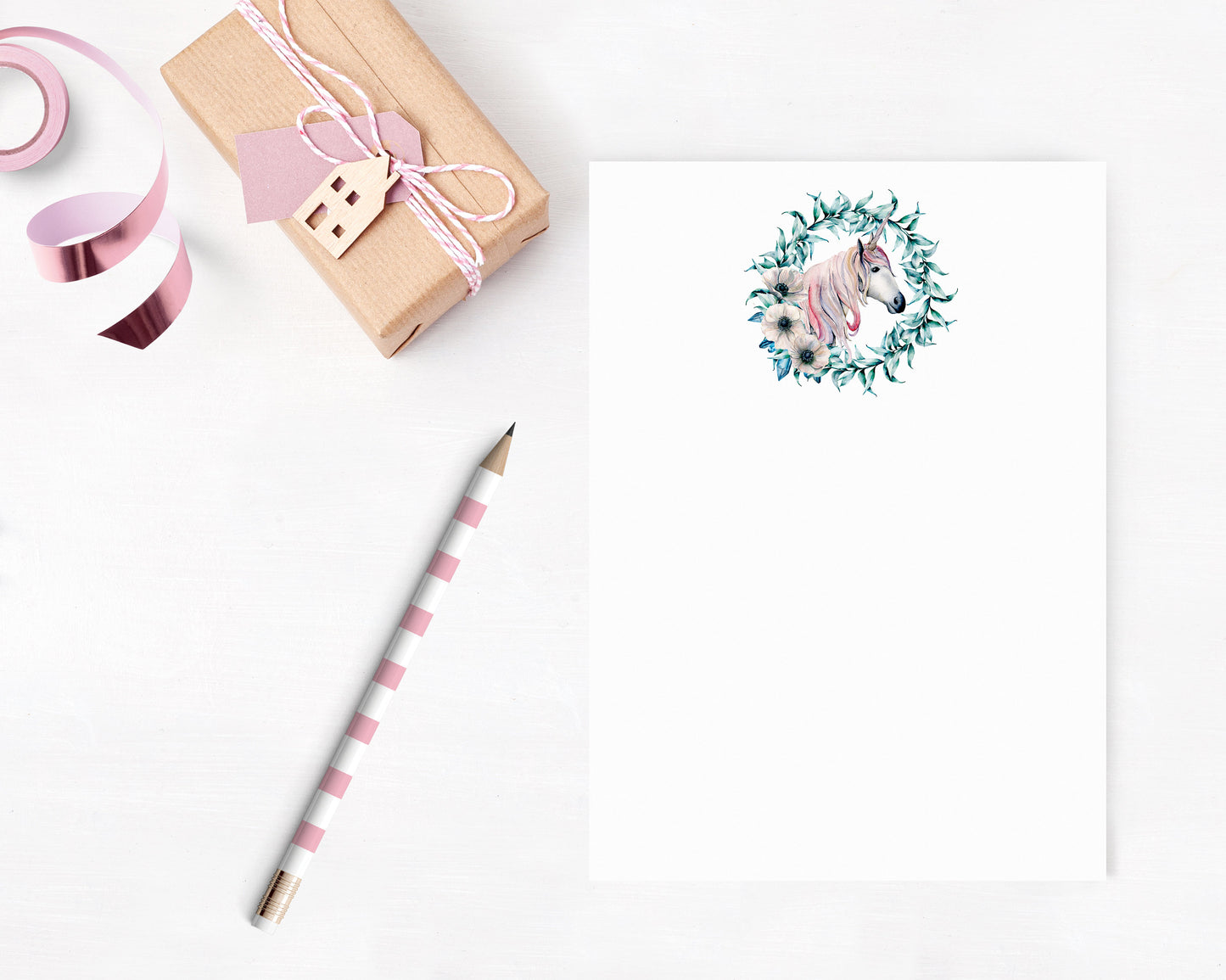 Botanical Unicorn Stationery Set Printable - Digital Download