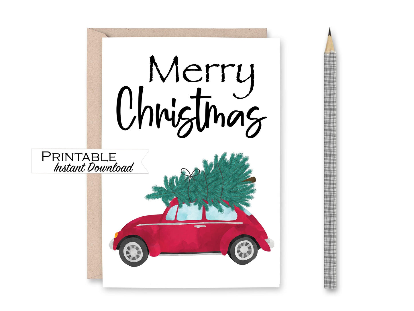 Punch Buggy Merry Christmas Card Printable - Digital Download