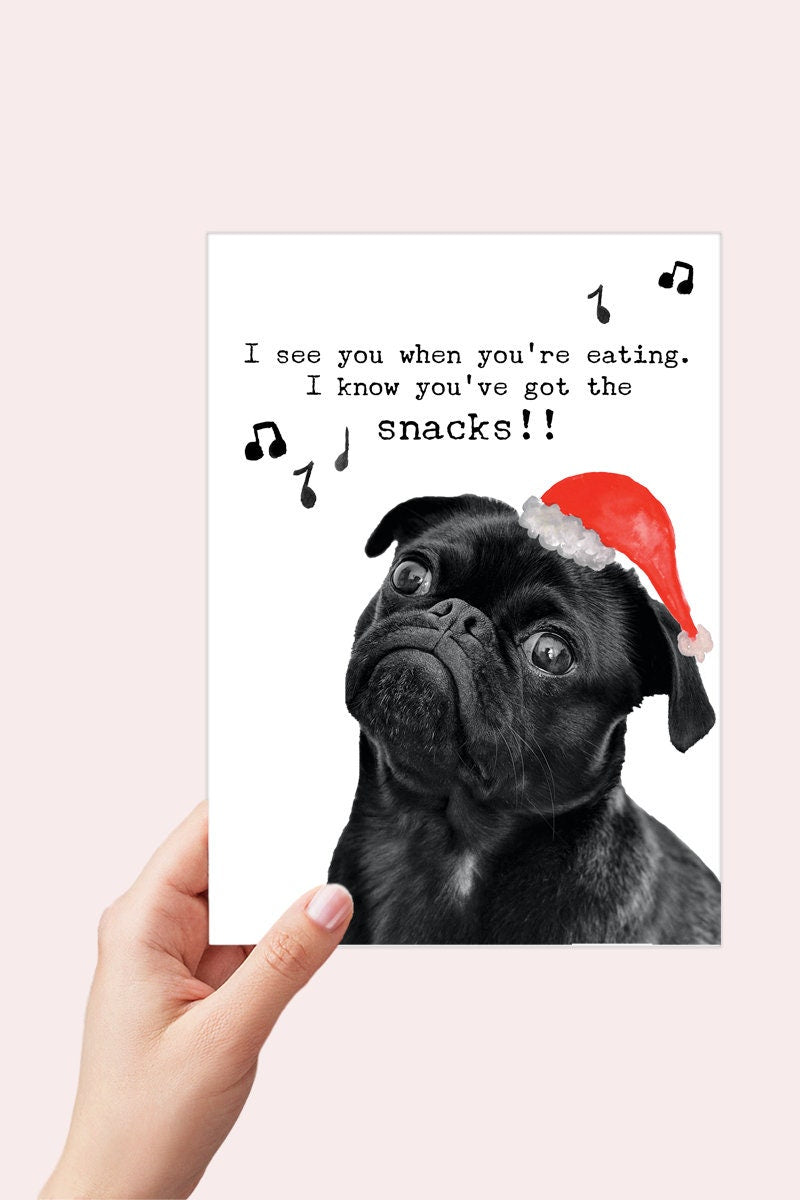 Funny Pug Christmas Card Printable - Digital Download