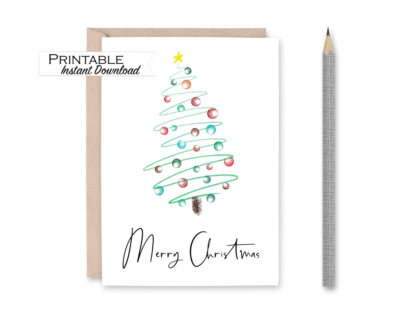 Merry Christmas Tree Printable Card Printable - Digital Download