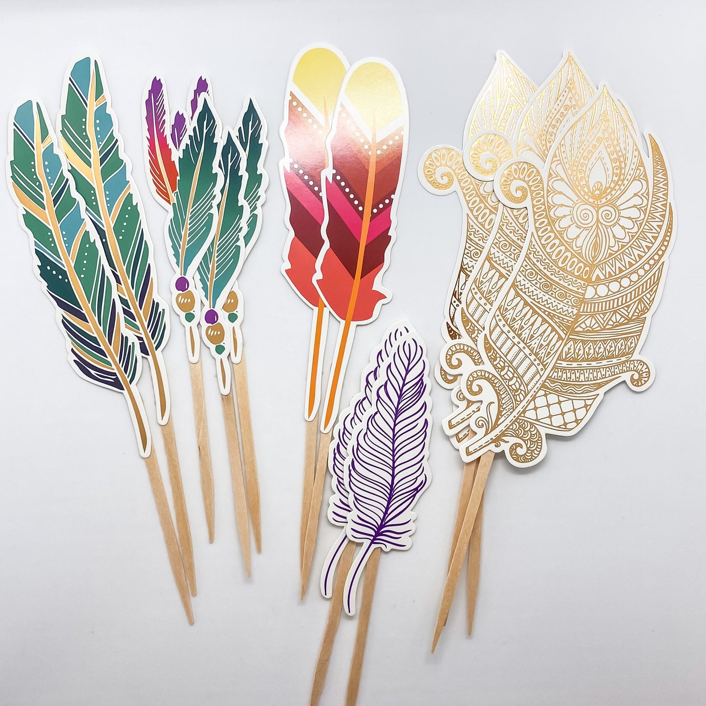 Boho Feather Cupcake Toppers