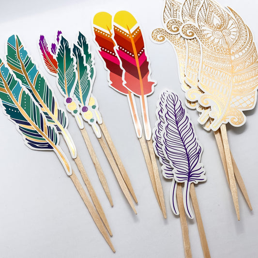 Boho Feather Cupcake Toppers