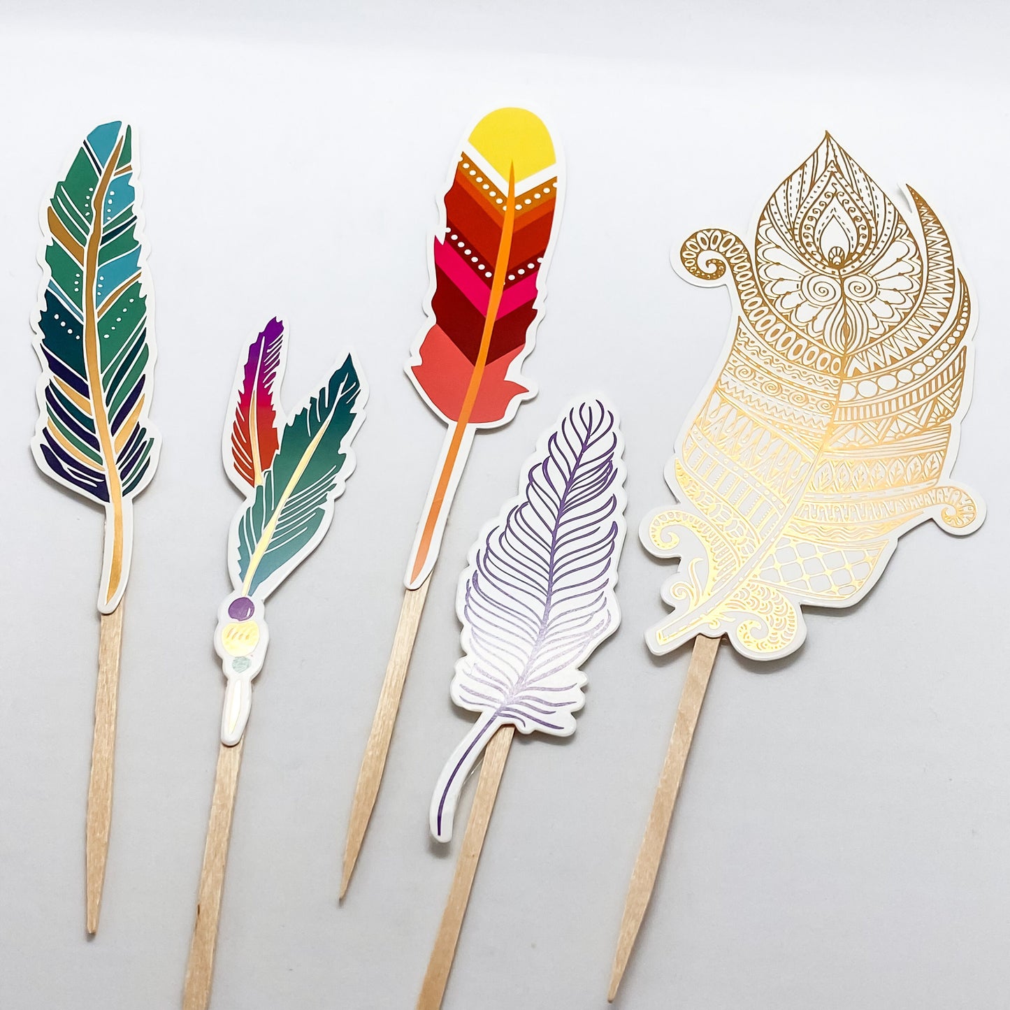 Boho Feather Cupcake Toppers
