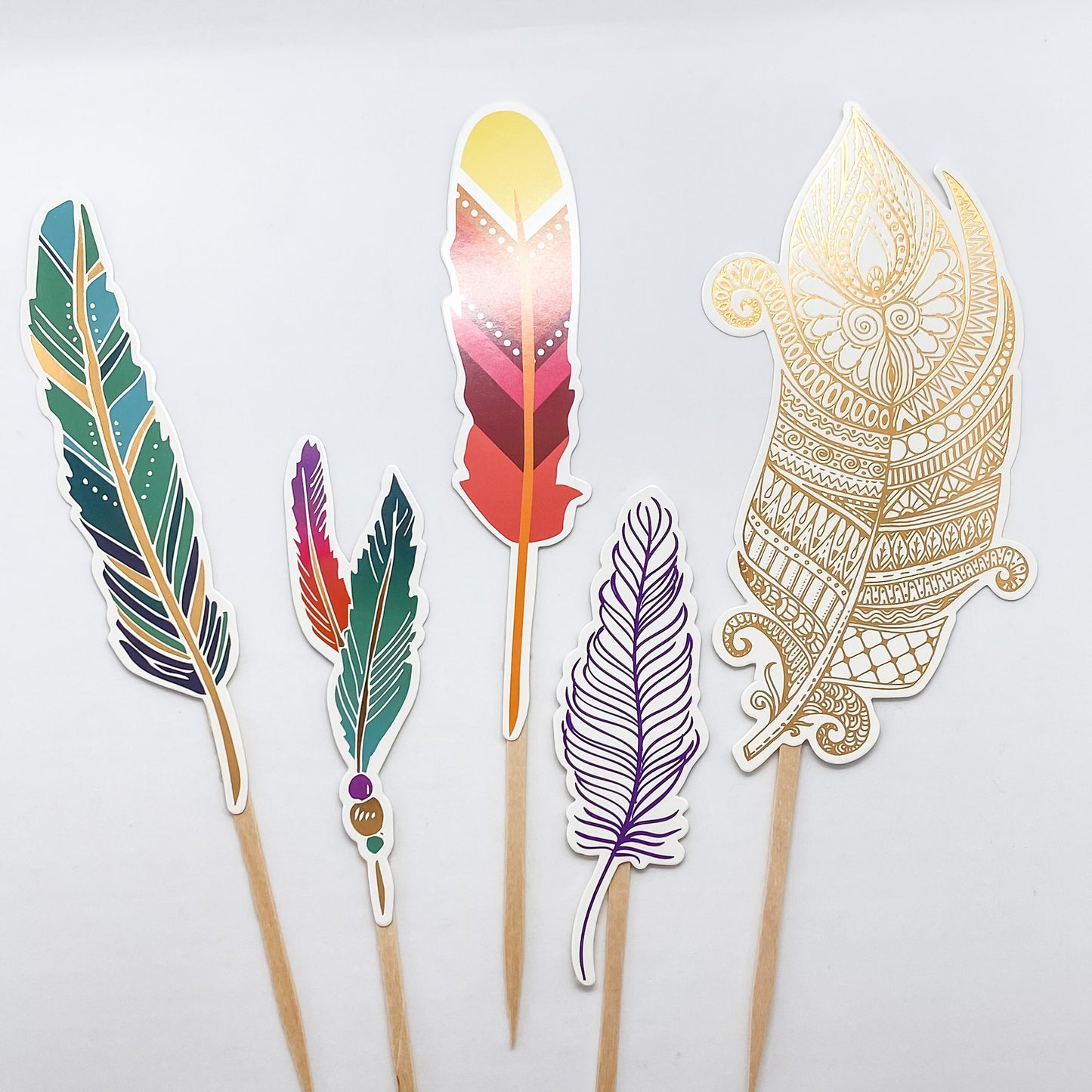 Boho Feather Cupcake Toppers