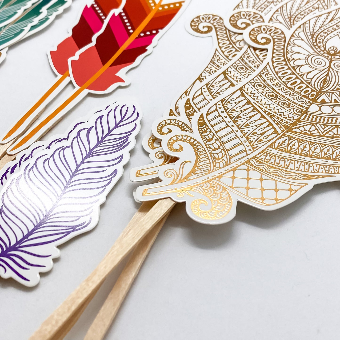 Boho Feather Cupcake Toppers