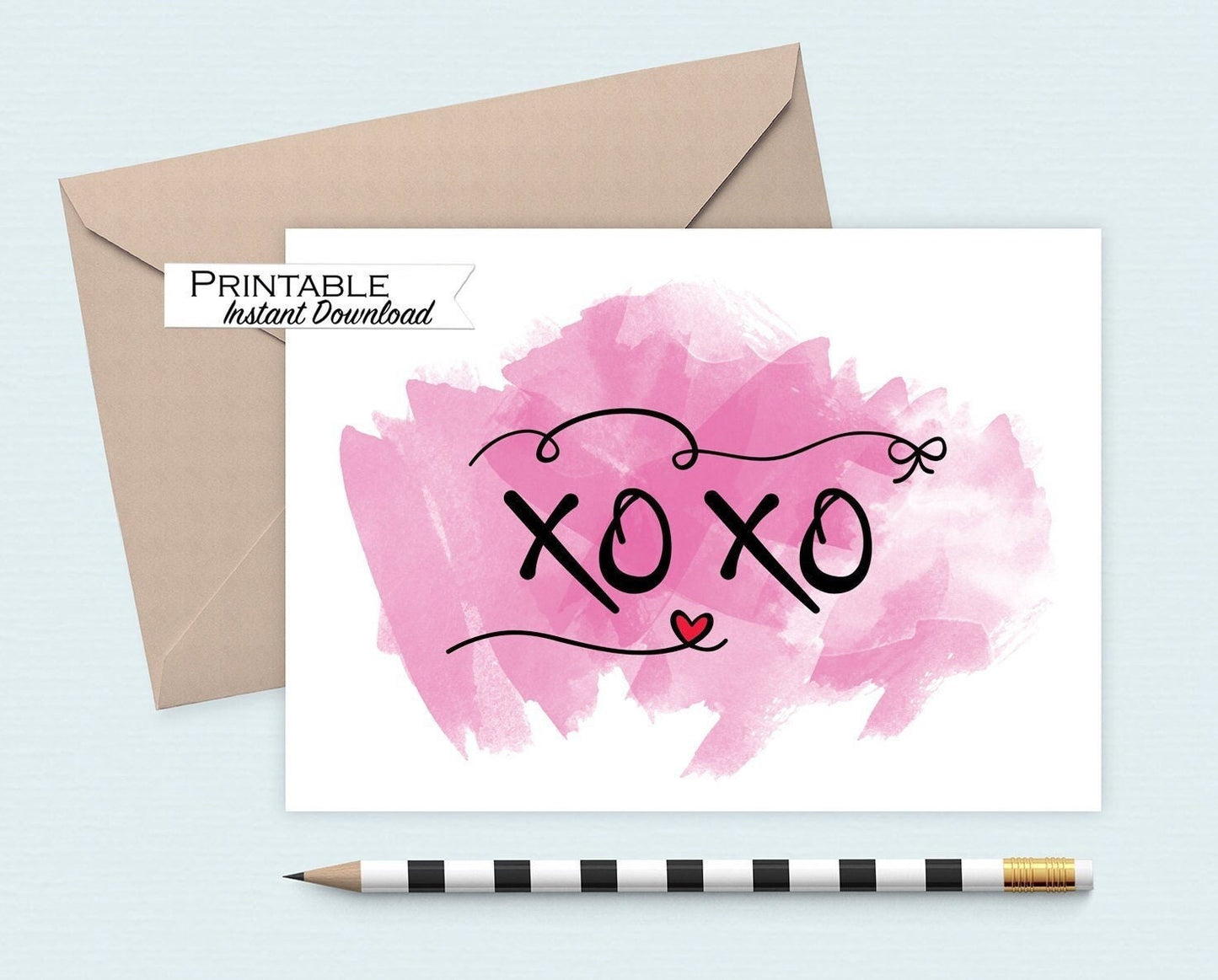 XOXO Valentine Card  Printable - Digital Download