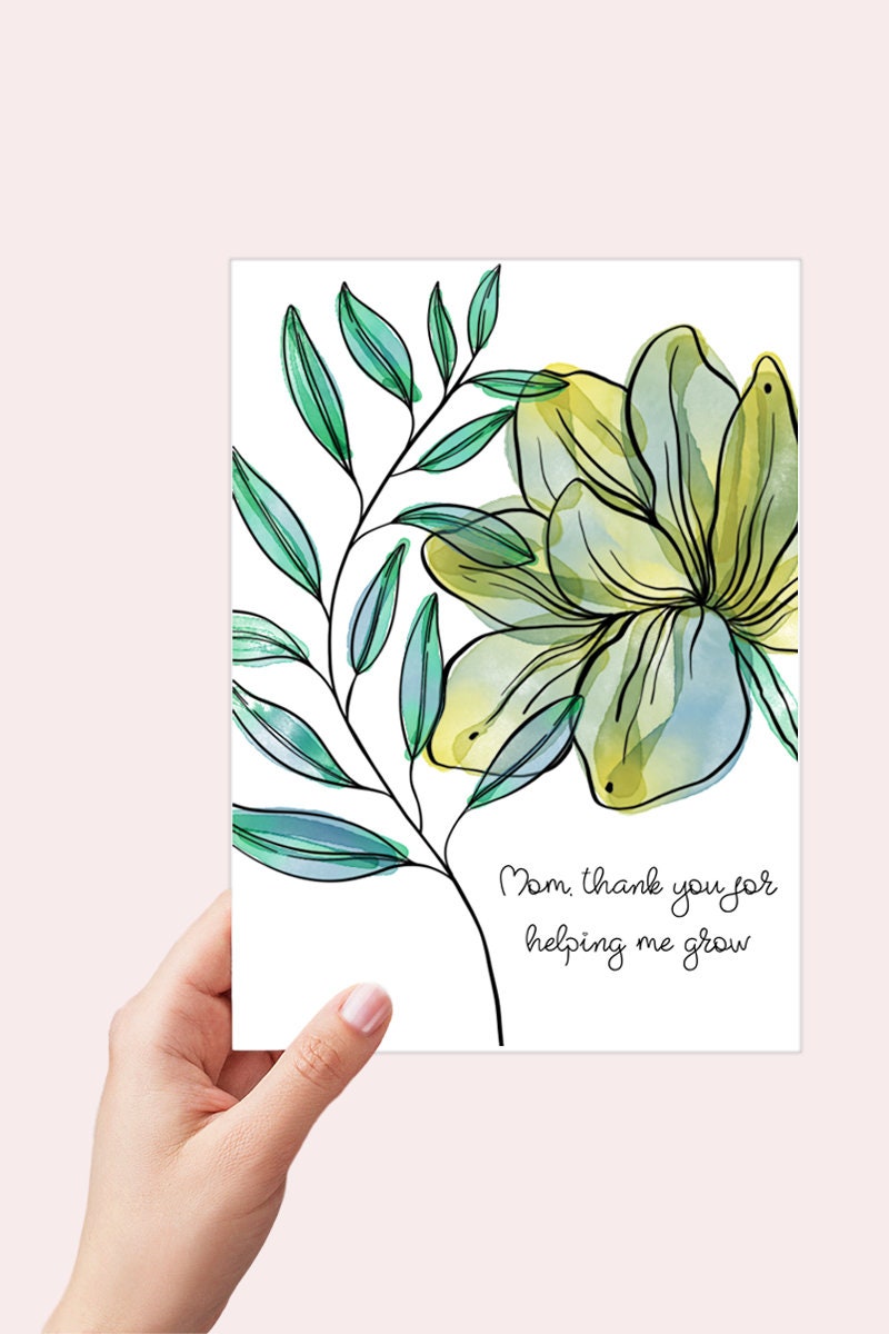 Magnolia Watercolor Mothers Day Card Printable