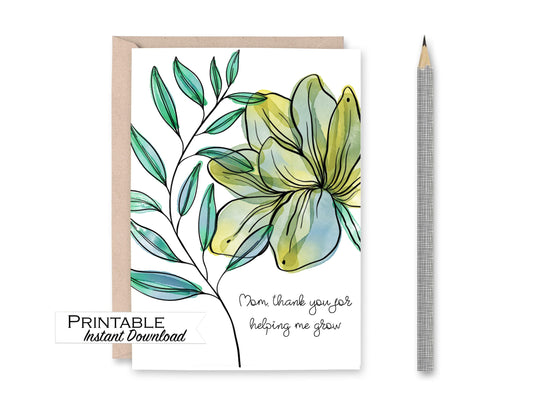 Magnolia Watercolor Mothers Day Card Printable