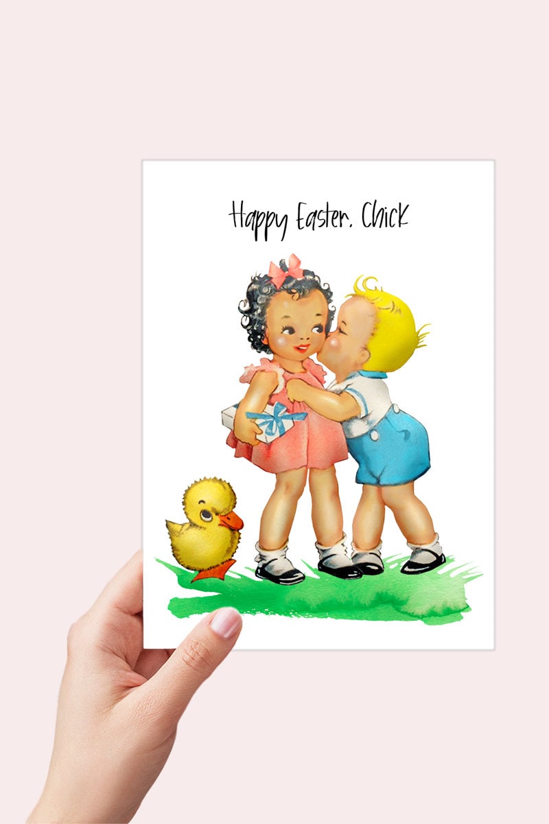 Vintage Inspired Happy Easter Chick Printable Card