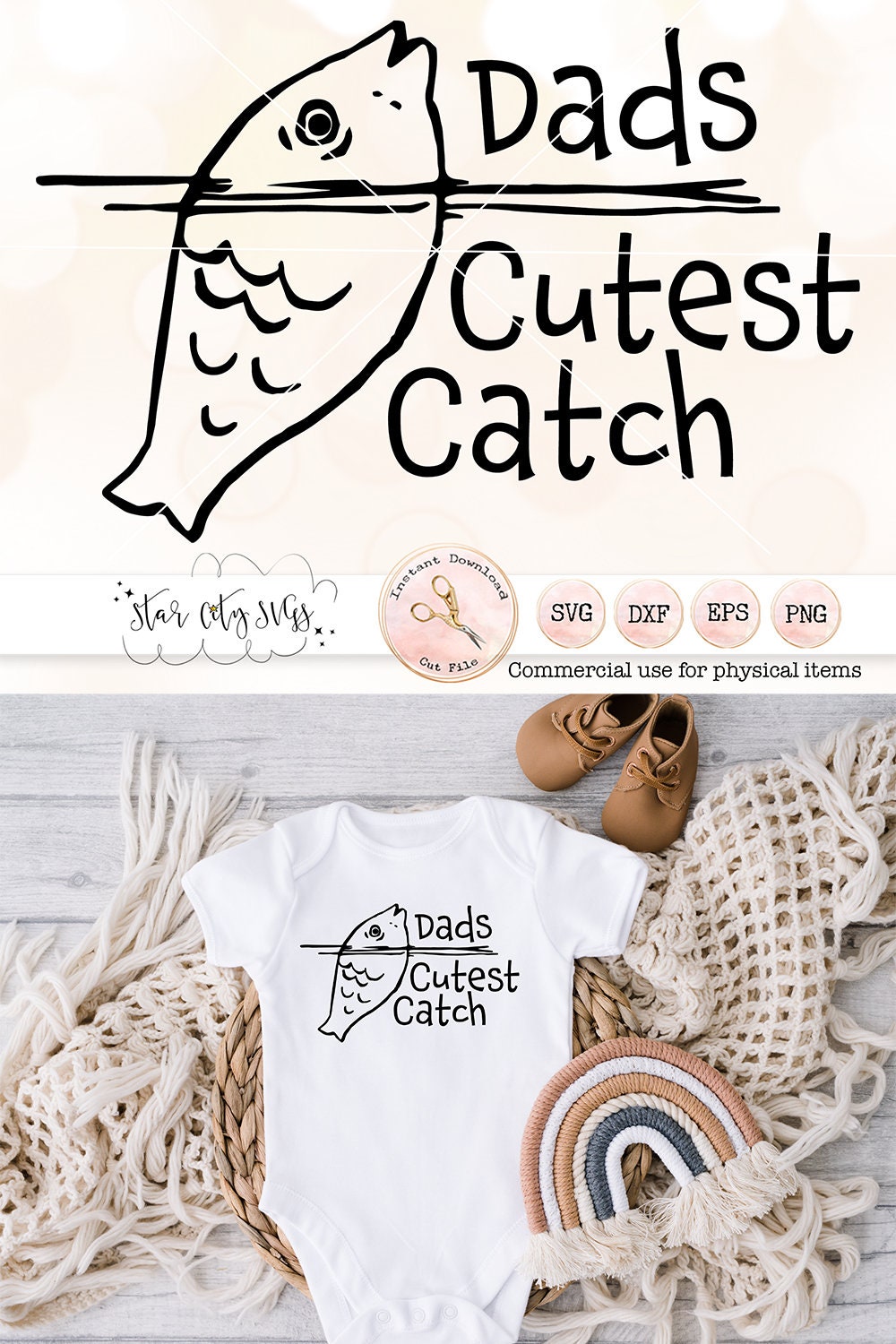 Dads Cutest Catch Father's Day SVG