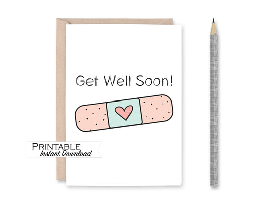 Bandage Get Well Soon Printable Card