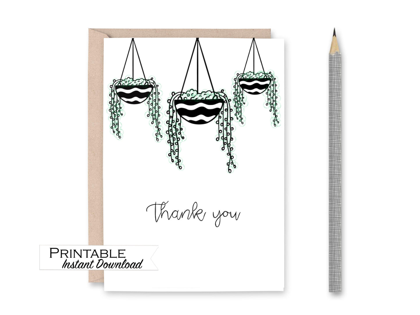 String of Pearls Succulent Plant Thank you Card Printable