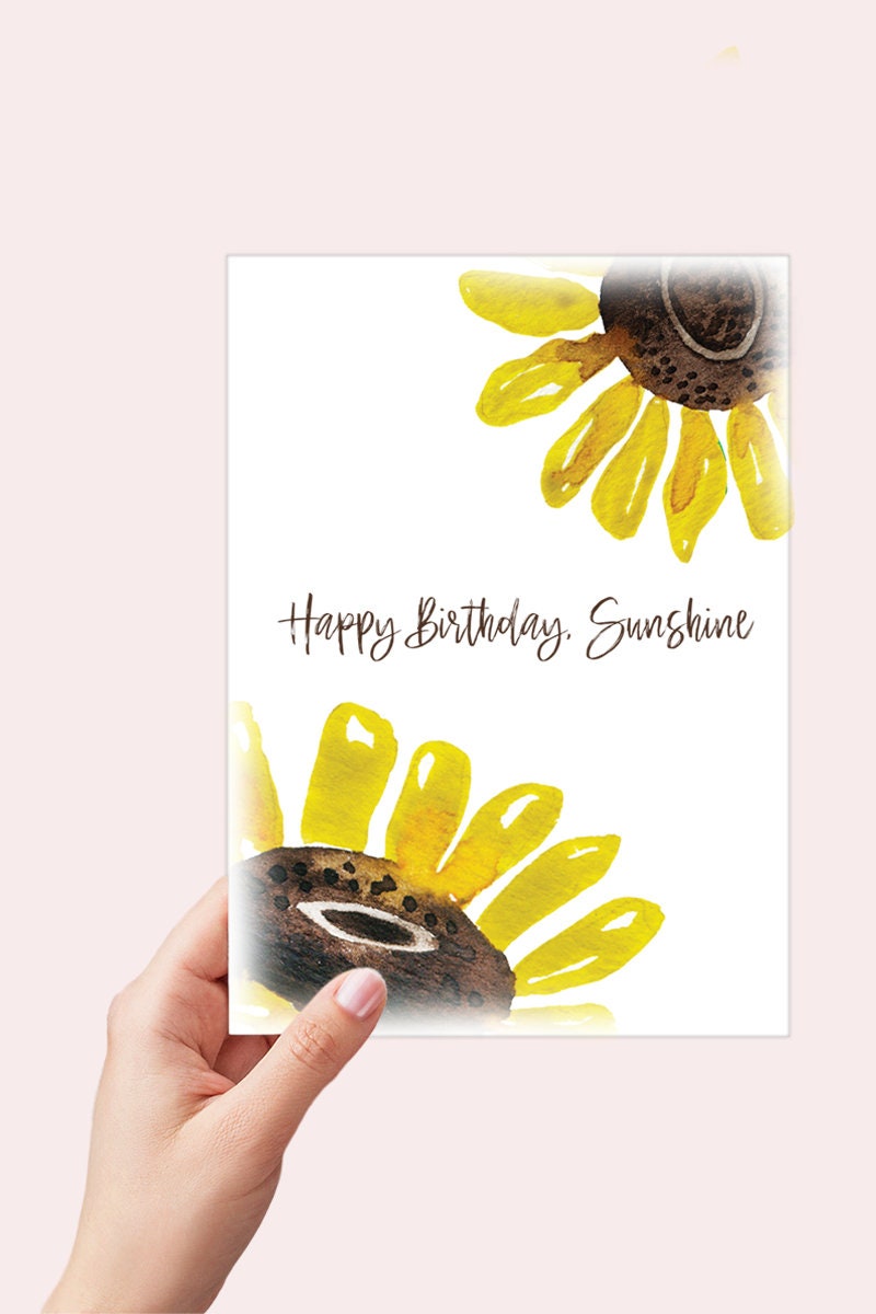 Sunflower Birthday Card Printable, 21st Birthday Gift for Her Instant Download