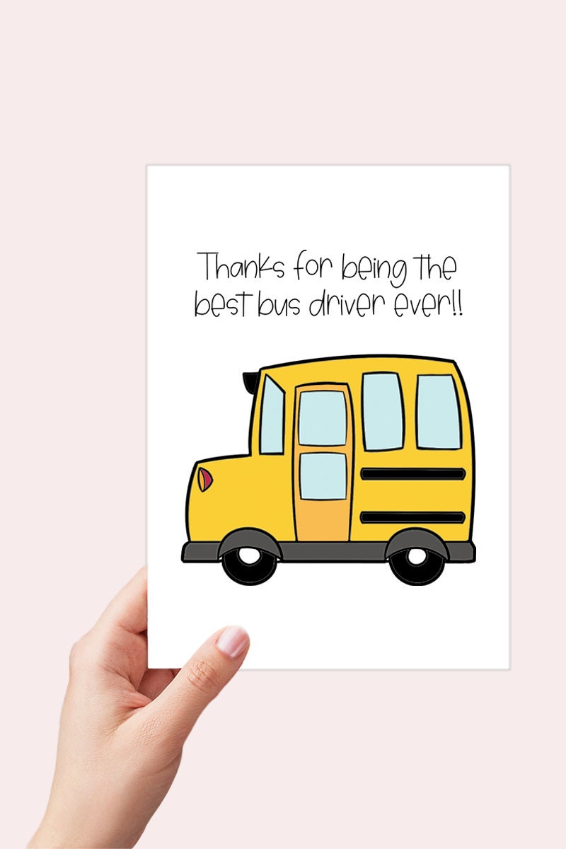 Bus Driver Thank you Card Printable
