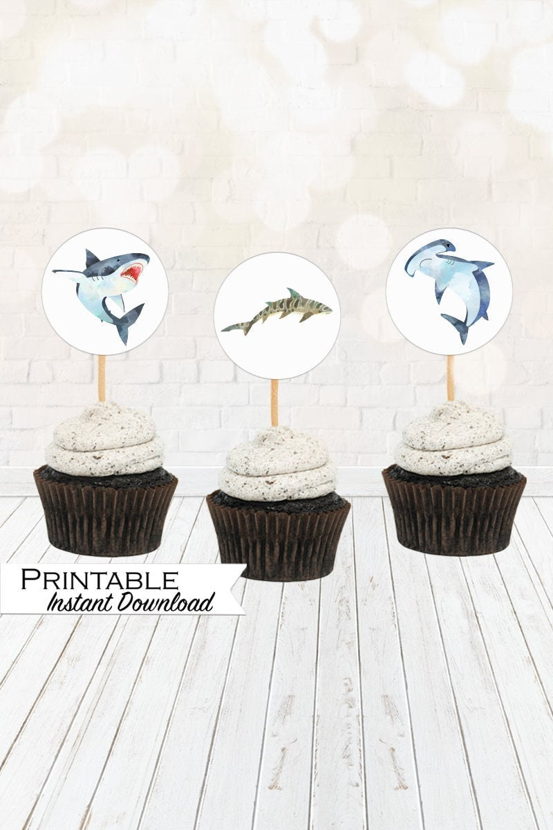 Shark Cupcake Toppers Printable