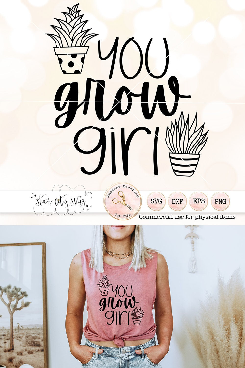You Grow Girl Succulent SVG