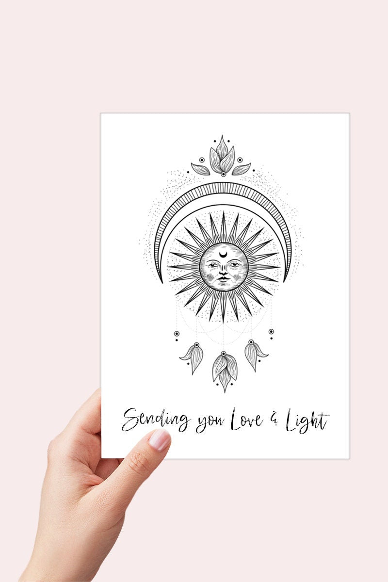 Sympathy Encouragement Printable Card - Celestial Sending you Love and Light