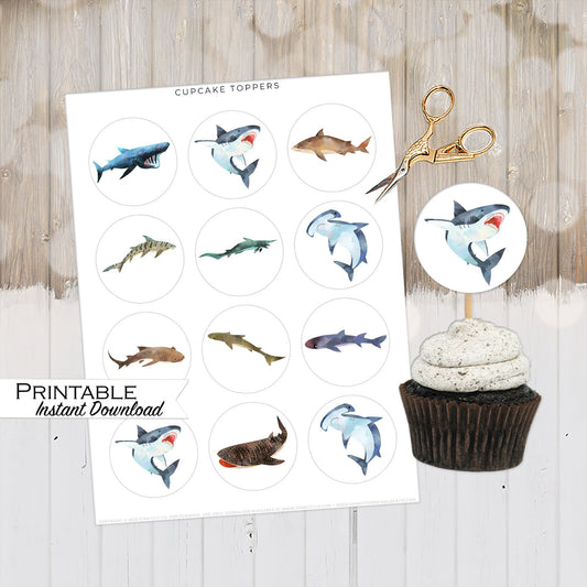 Shark Cupcake Toppers Printable