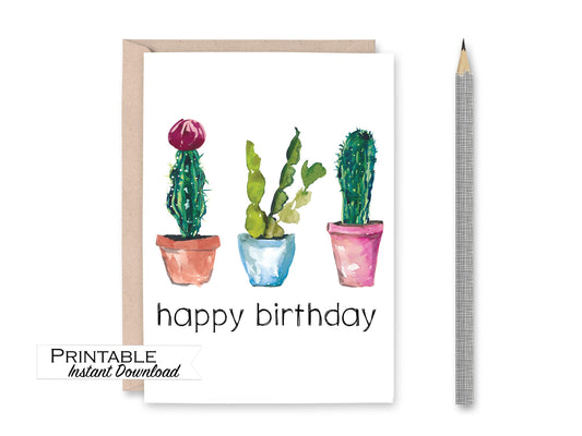 Cactus Birthday Card Printable