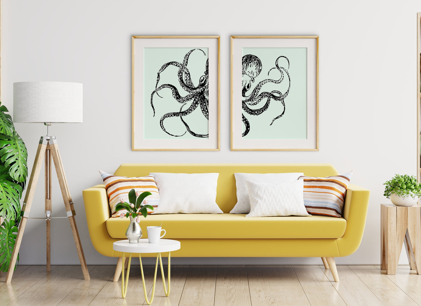 Octopus Art Printable, Marine Biology Octopus Decor - 2 Piece Wall Art