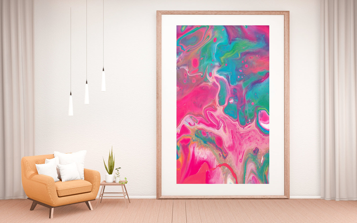 Abstract Marble Art, Pink and Teal Wall Art Printable, Contemporary Art Apartment Decor, Marble Print Watercolor Poster, Modern Wall Art