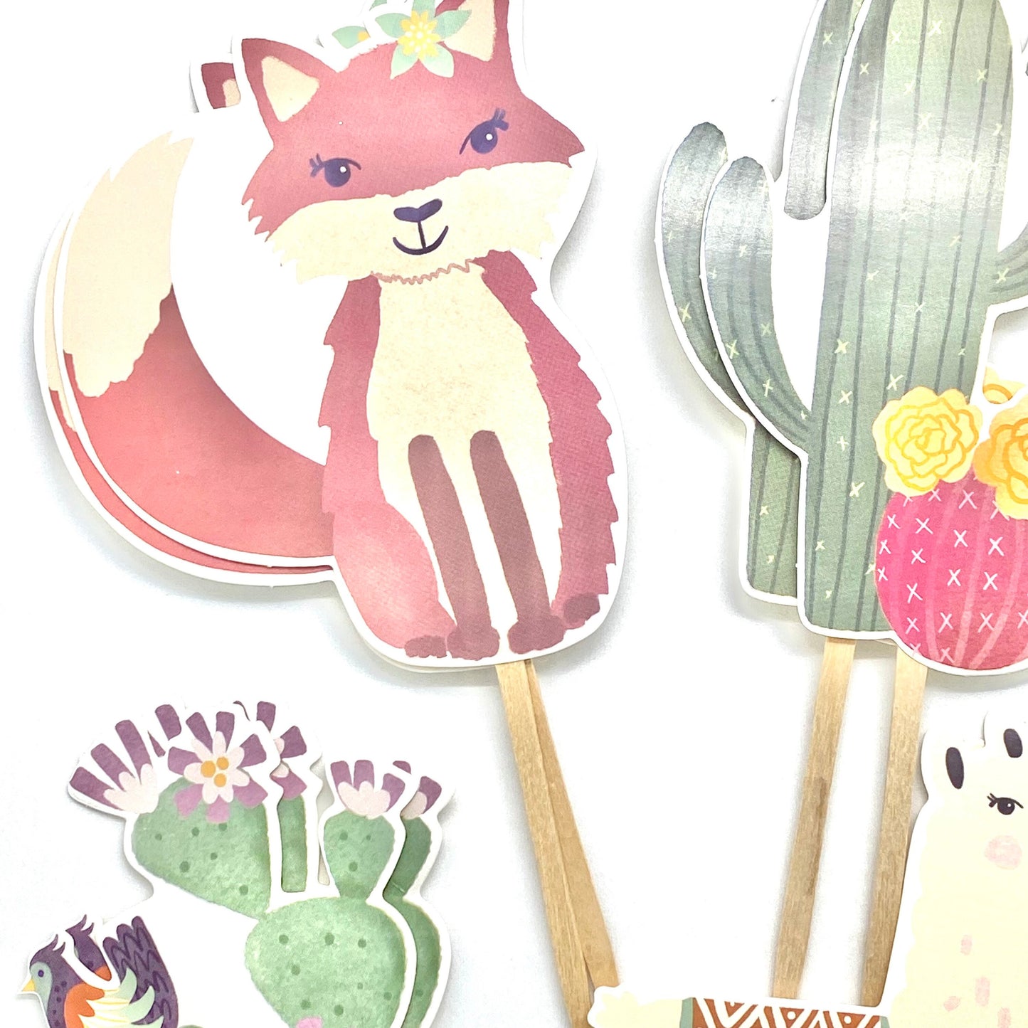 Armadillo, Fox, Llama and Cactus Cupcake Toppers, Woodland Baby Shower, Woodland Cake Topper, Woodland Creatures Birthday