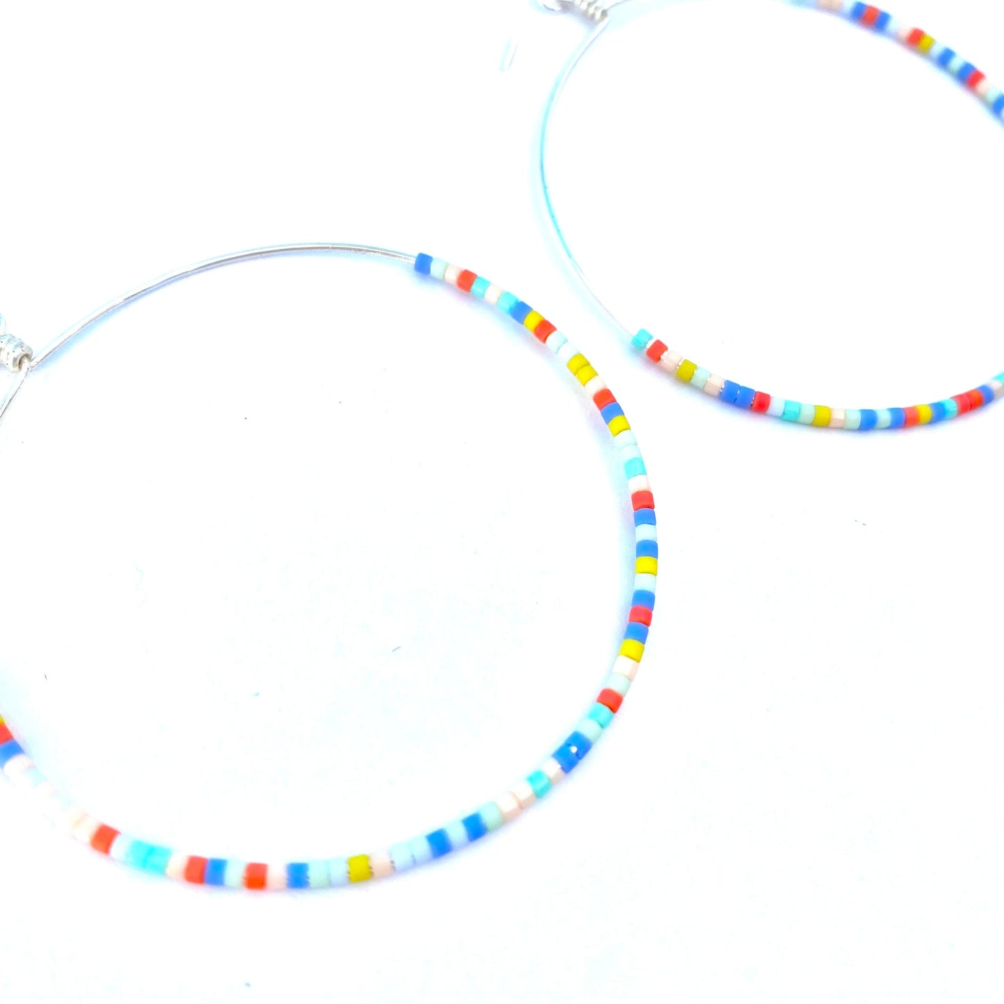 Large Multi Colored Beaded Hoop Earrings, Boho Funky Earrings, Dainty Hoop Earrings, Fun and Colorful Miyuki Bead Earrings, Gifts for Her