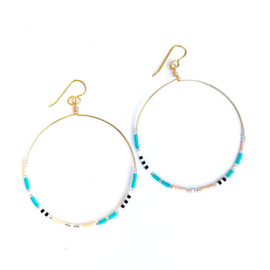 Cool Earrings, Large Beaded Hoop Earrings, Dainty Hoop Earrings, Simple Boho Seed Bead Earrings, Fun Colorful Miyuki Earrings, Gifts for Her