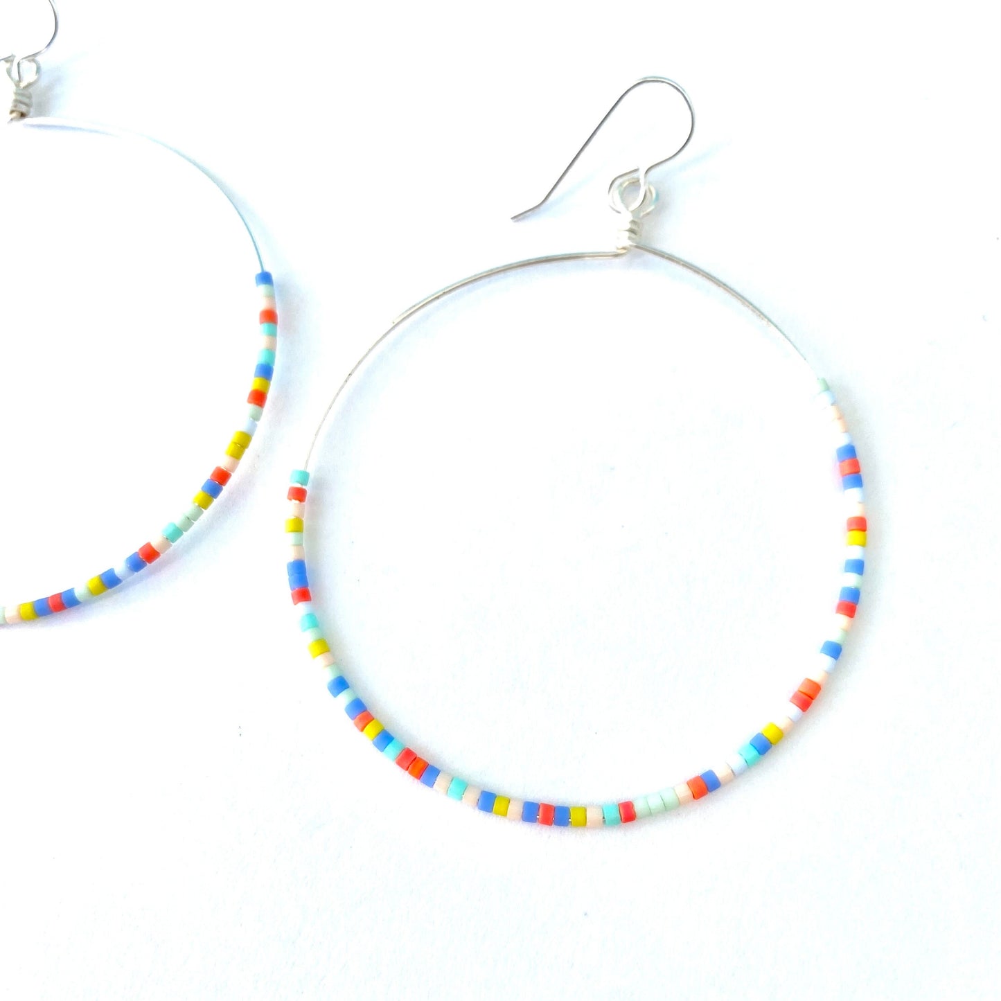 Large Multi Colored Beaded Hoop Earrings, Boho Funky Earrings, Dainty Hoop Earrings, Fun and Colorful Miyuki Bead Earrings, Gifts for Her