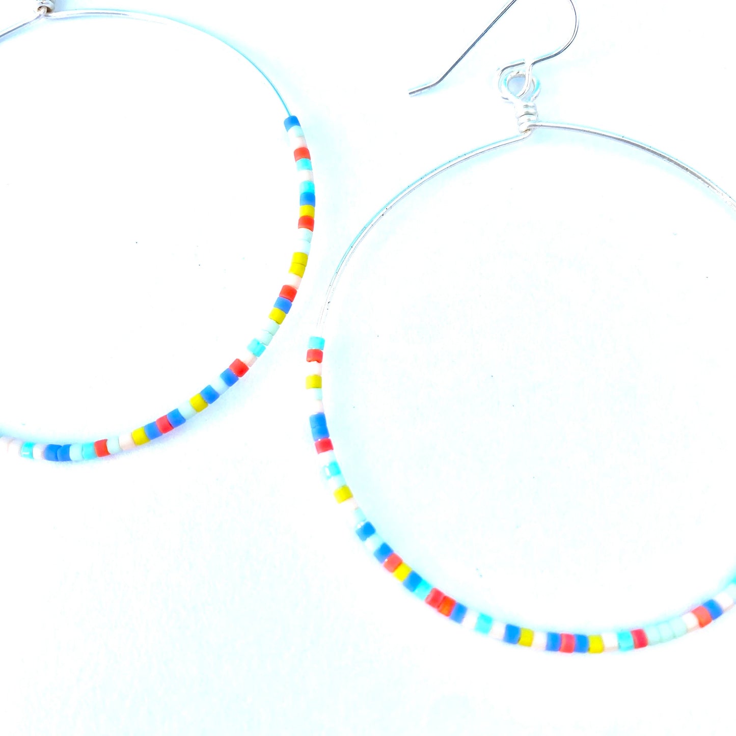 Large Multi Colored Beaded Hoop Earrings, Boho Funky Earrings, Dainty Hoop Earrings, Fun and Colorful Miyuki Bead Earrings, Gifts for Her