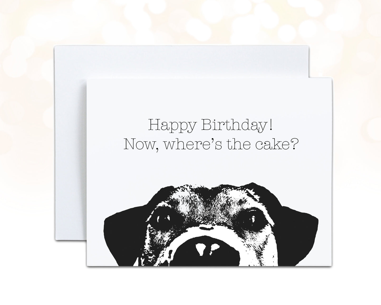 Funny Dog Birthday Card, Dog Mom Card, Dog Dad Card, Where's the Cake, Personalized Card, Black and White Birthday Card Set