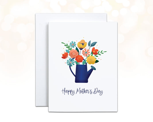 Gardening Happy Mother's Day Card, Plant Mom Gift, Plant Lover Card from Daughter, Watering Can Personalized Card, Floral Card for Mom