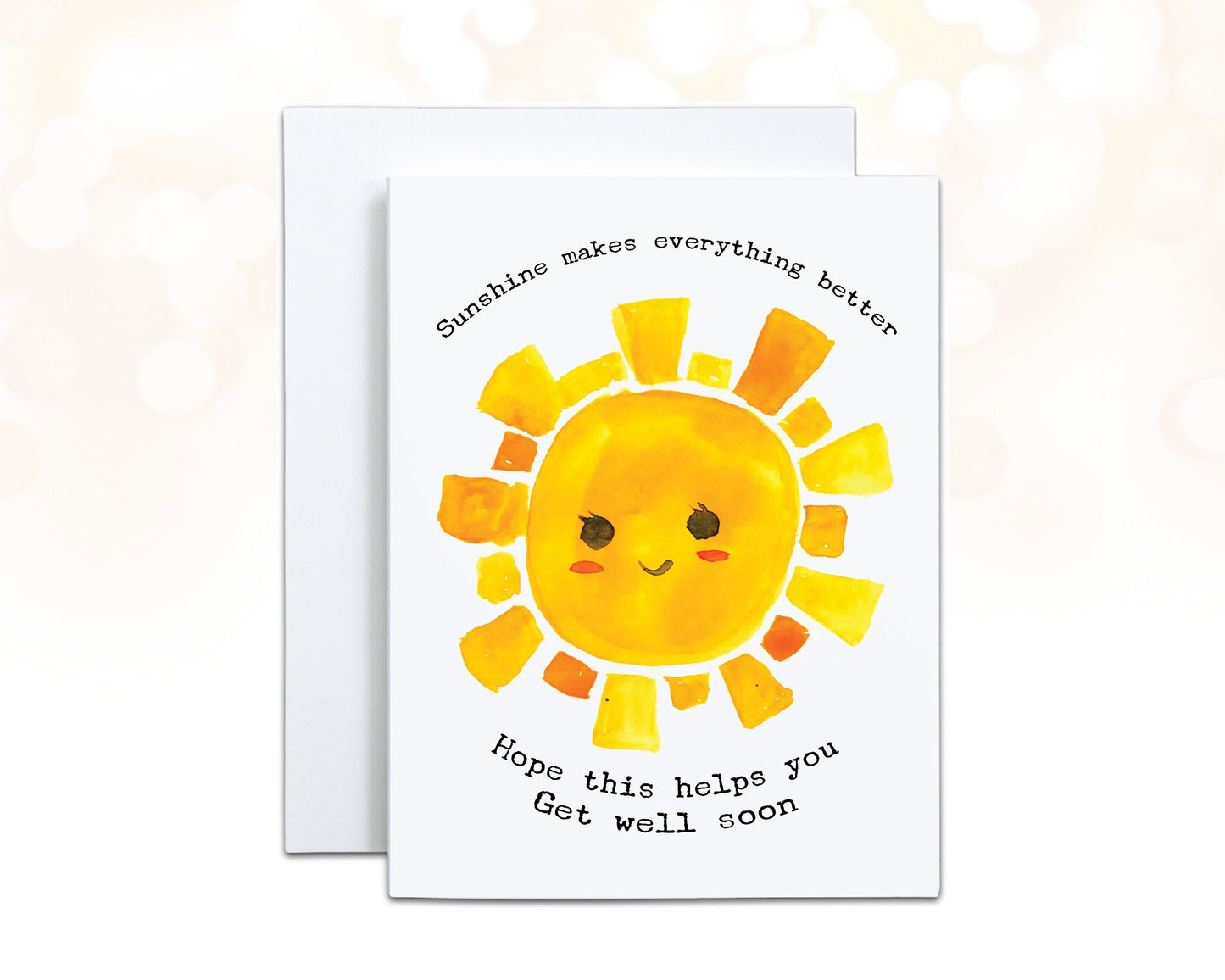 Sunshine Get Well Soon Card, Sunshine Box Card, Sending Sunshine, Here Comes the Sun, You are my Sunshine, Watercolor Sun Card, Eco friendly